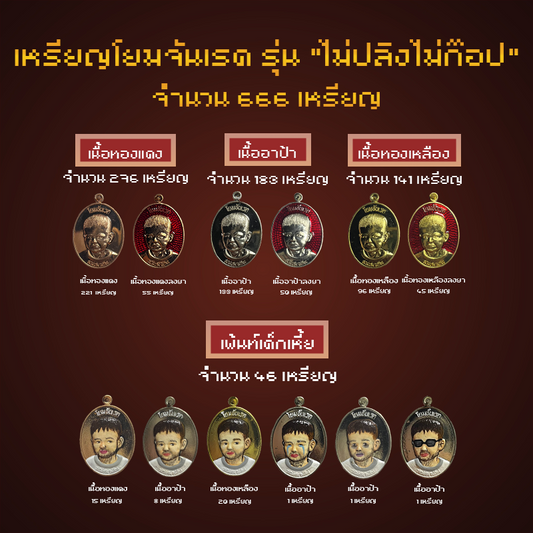 เหรียญโยมจันเรด รุ่น "ไม่ปลิงไม่ก๊อป" [เซ็ท สุ่ม 666]
